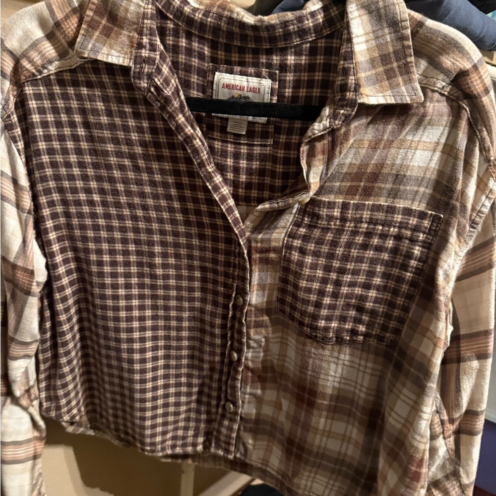 American Eagle Brown Plaid Shirt